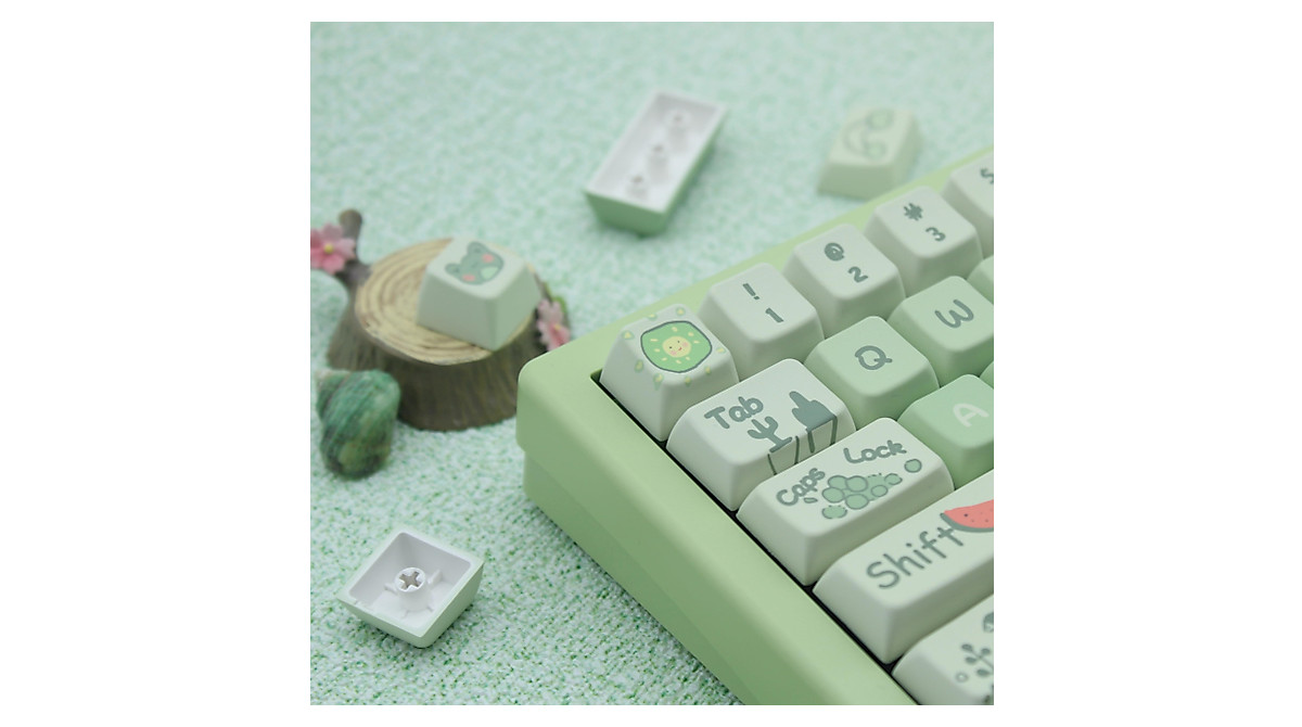 Cmokifuly Frog Cute Keycaps MDA Profile Custom PBT Green Keycap for ...