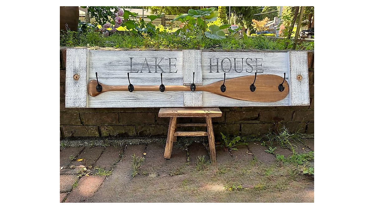 Rustic Paddle Hook Rack for Your Lake House Entryway