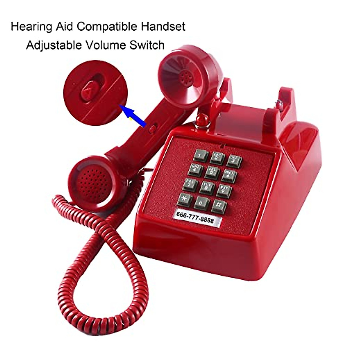 Retro Landline Phone with Large Buttons and Red Design | HTMengt