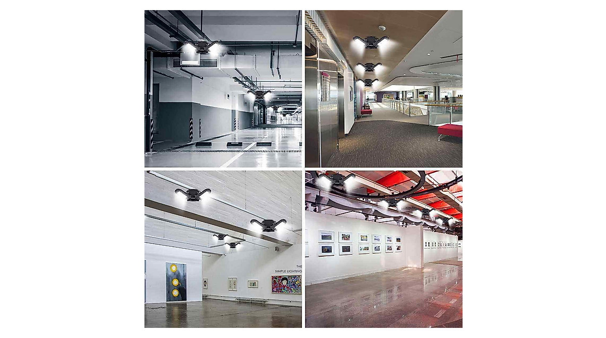 KONPWAY 6000 Lumen LED Garage Light - Daylight 6500K, Deformable ...