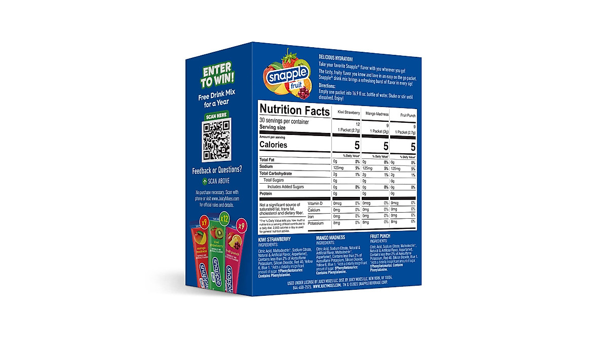 Snapple Powder Drink Mix Variety Pack — 30 Zero-Sugar Flavors