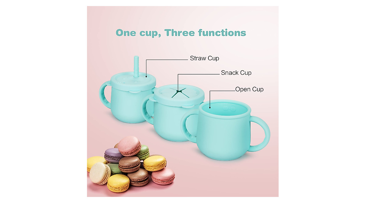 Baby Silicone Toddler Sippy Cup with Straw & Snack Lid | Spill-Proof & Safe