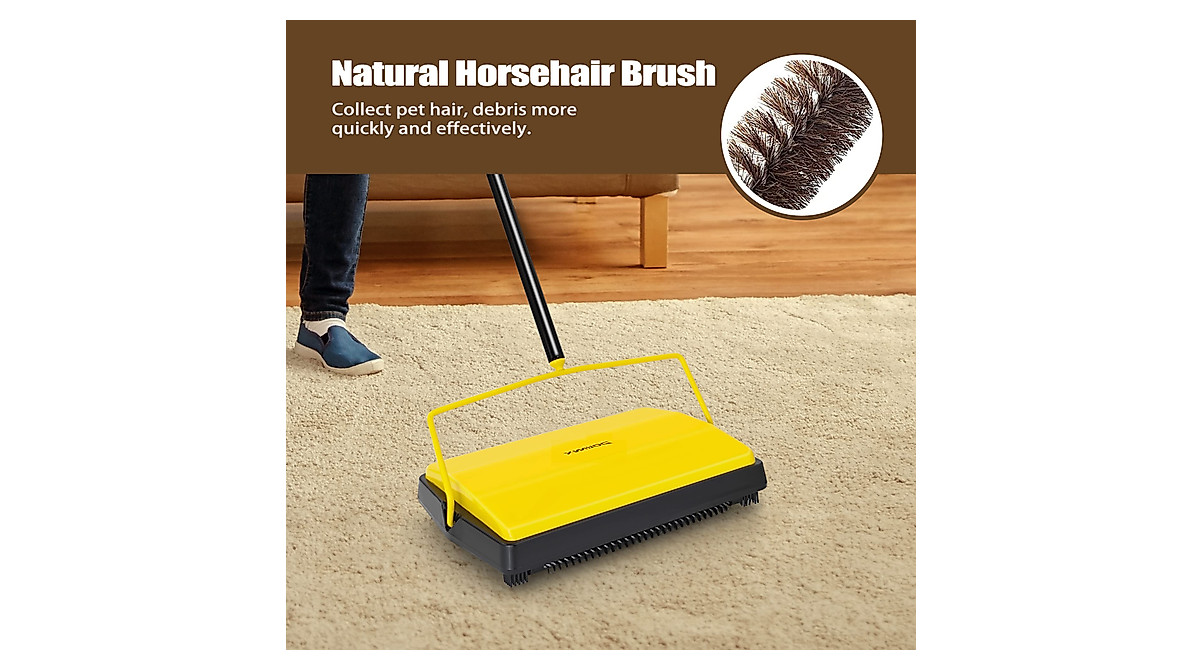 Dolanx Manual Carpet Sweeper for Pet Hair & Rugs - No Electricity