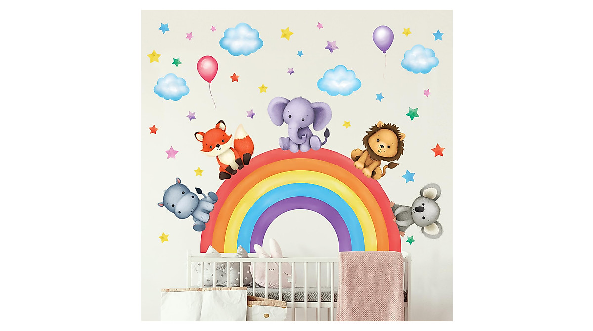 Baby Animals Rainbow Wall Stickers for Kids' Rooms - DECOWALL