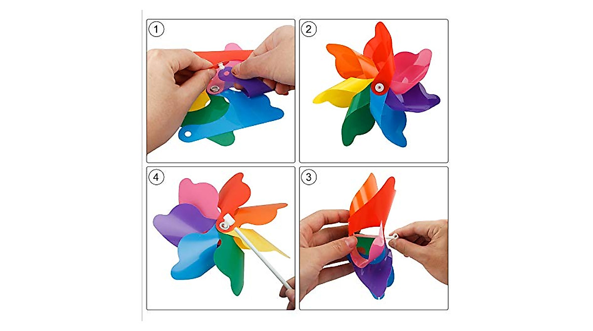 Tsocent 7 Colors Pinwheels - 24 Pack for Outdoor Decor & Parties