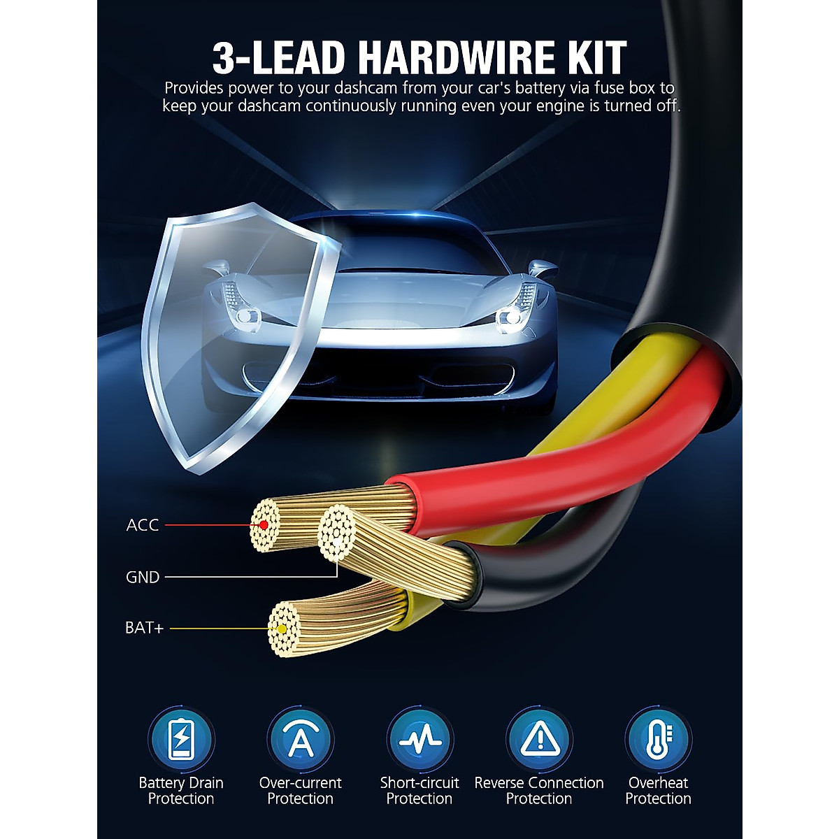 thumbnail image 2 of OMBAR Dash Cam Hardwire Kit With Low Voltage Protection - Enable Parking Mode For Continuous Recording 2 of 14