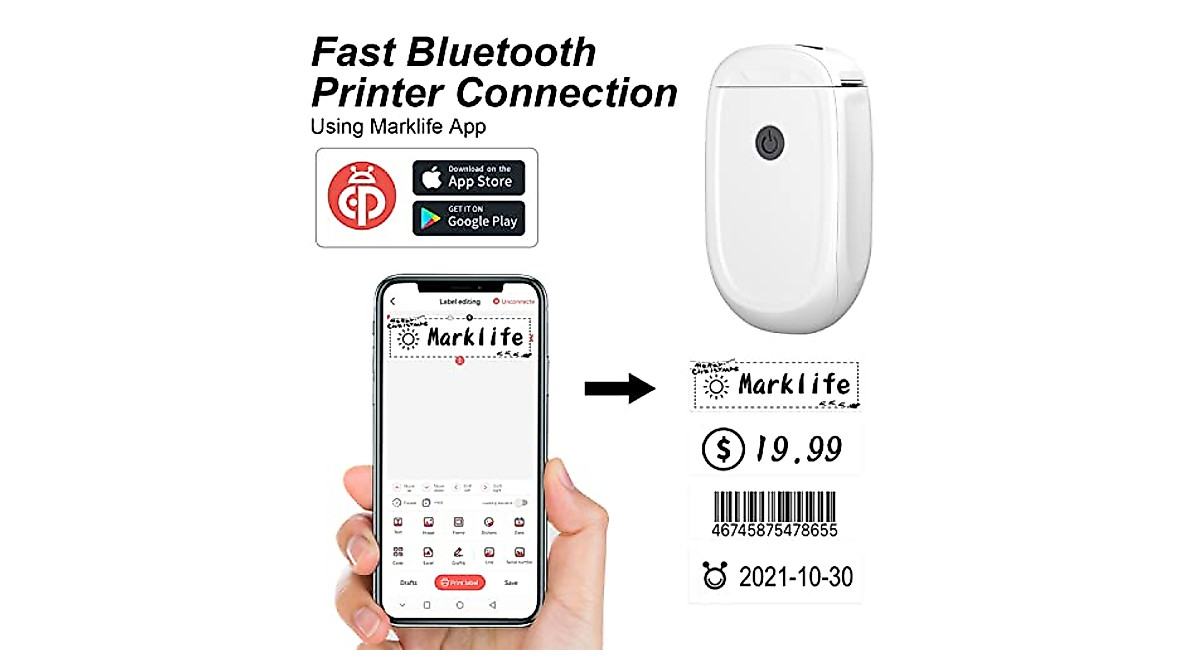 MARKLIFE P11 Label Maker - Compact Wireless Inkless Sticker Printer