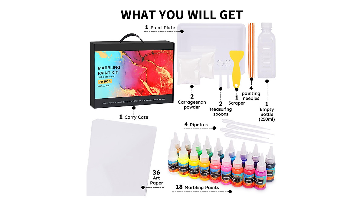 TMOL Water Marbling Paint Kit - 18 Vibrant Colors