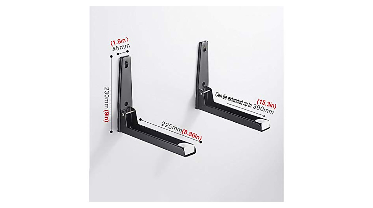 Universal Microwave Wall Shelf - Space-Saving Carbon Steel Support