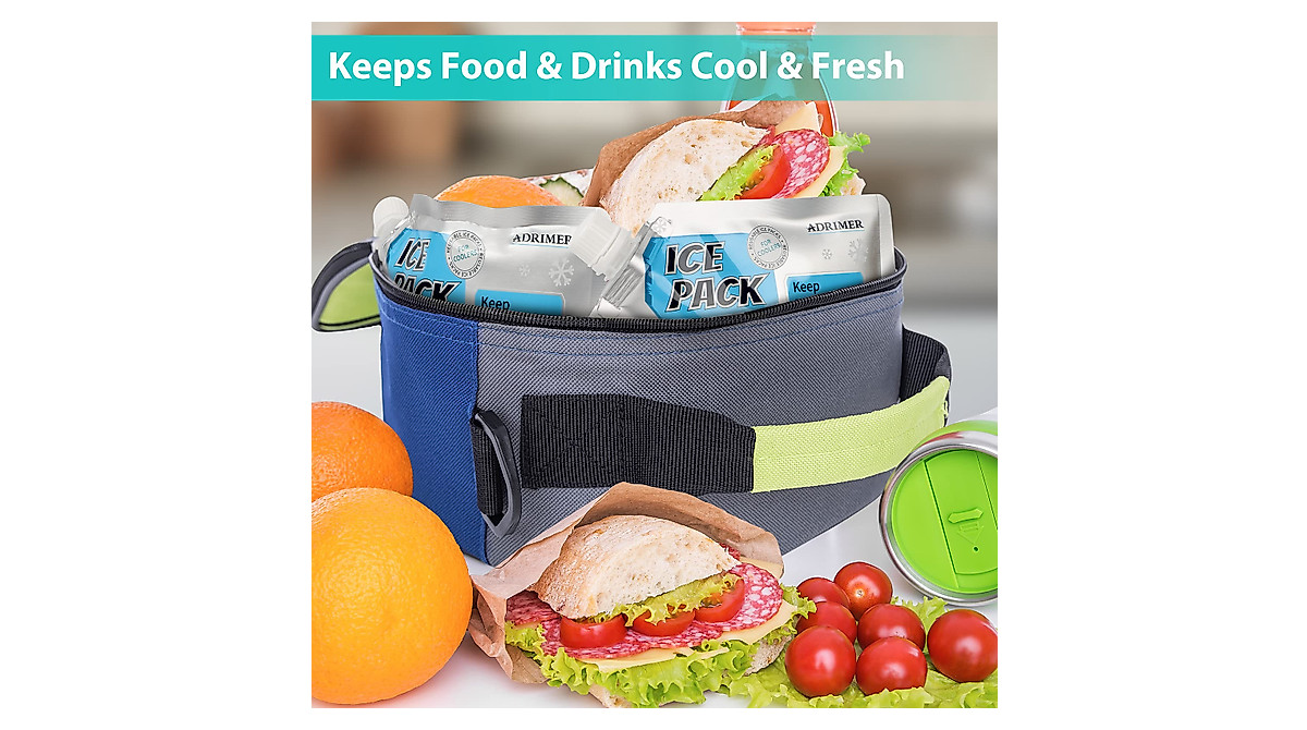 ADRIMER Reusable Ice Packs for Cooler and Lunch Boxes - Long Lasting Cold
