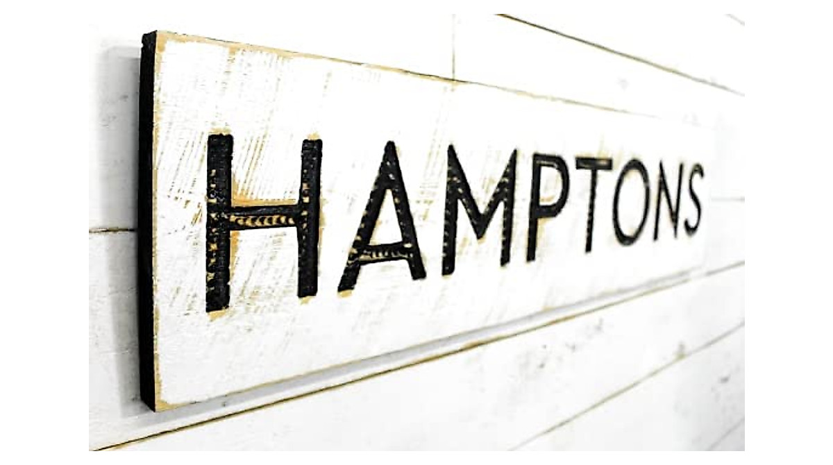 Hamptons Sign - Rustic Coastal Wooden Wall Art for Home & Shop