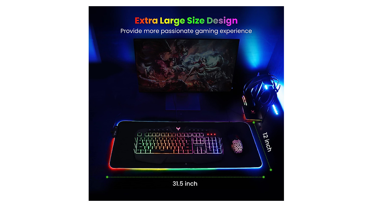 Blade Hawks Extra Large RGB Gaming Mouse Pad - Large, Vibrant LED Lighting