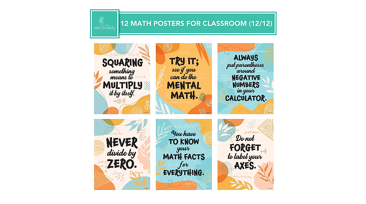 Engaging 12 Math Posters for Middle School Students