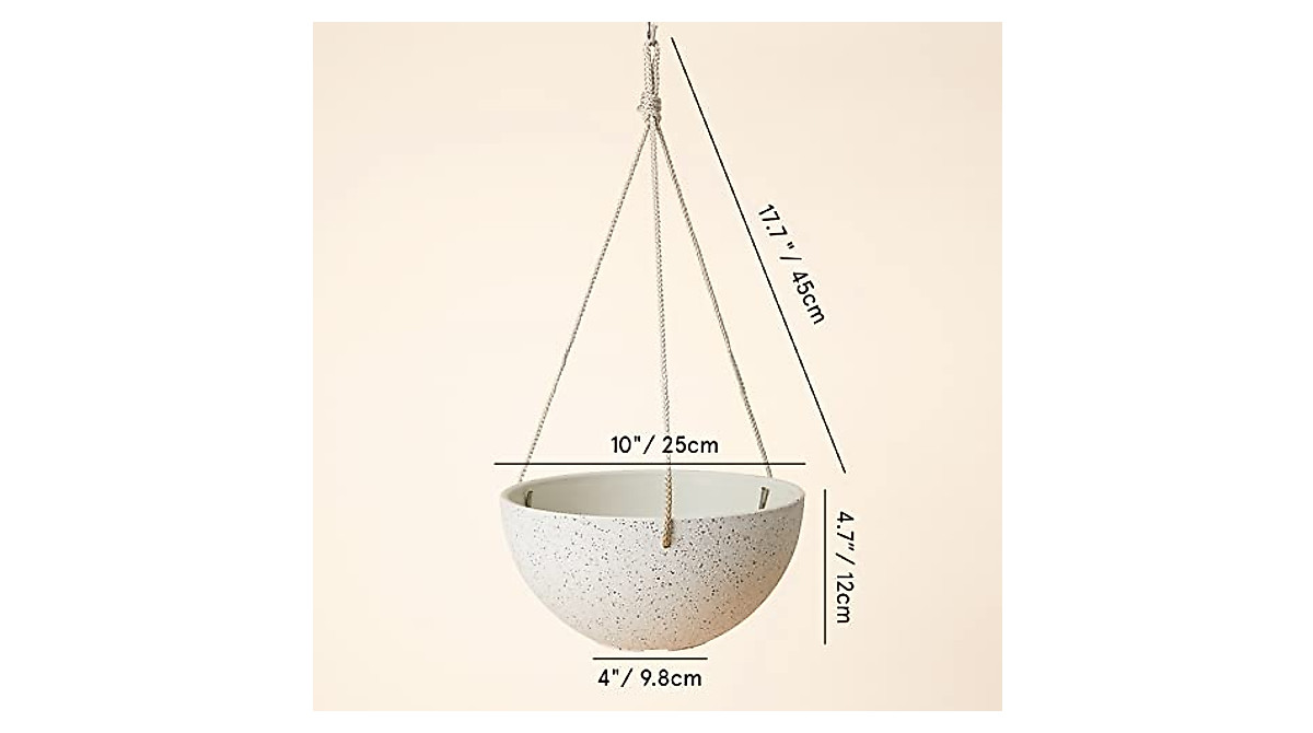LA Jolie MUSELA 10-inch Speckled White Hanging Planters - Indoor & Outdoor