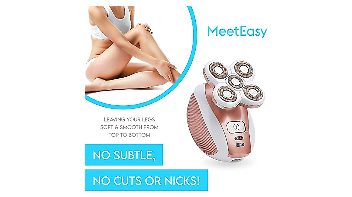 Meeteasy Electric Leg Shaver for Women - Painless Hair Removal (Gold)