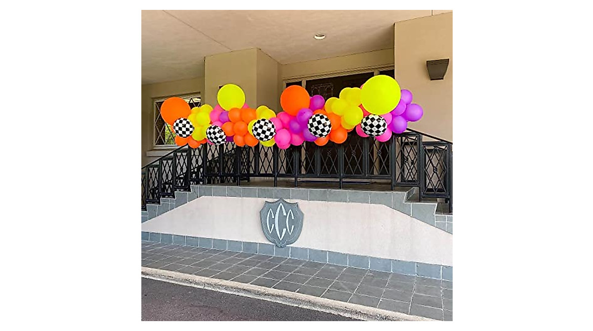12 Pack Checkered Balloons for Racing Theme Parties