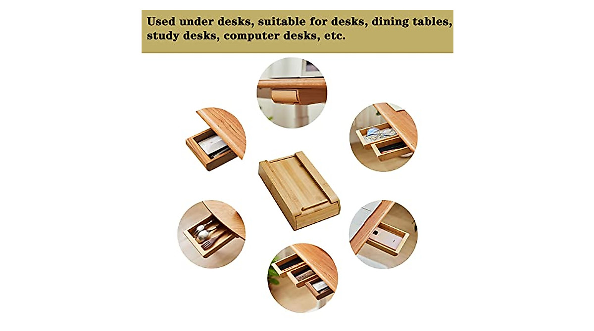 Under Desk Wooden Storage Box Walnut — Discreet, Space-Saving Organizer