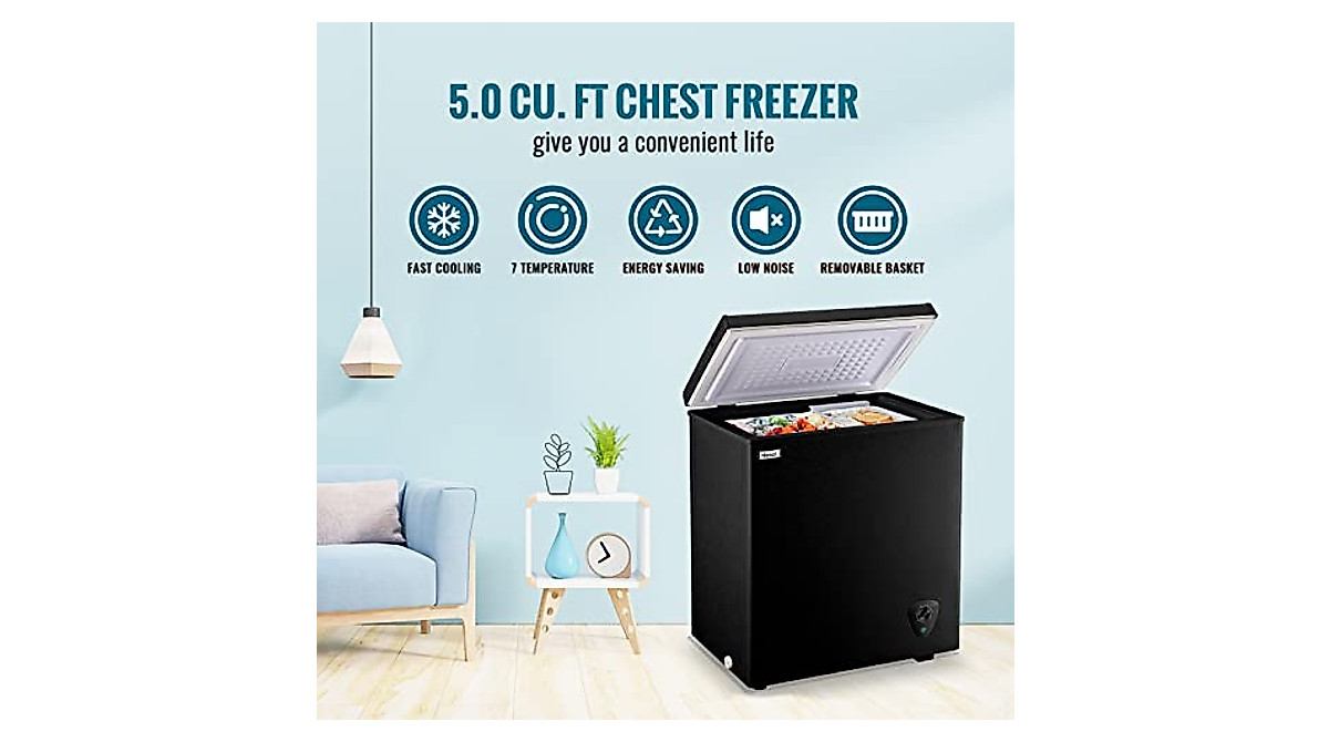 Compact 5.0 Cu.Ft Deep Freezer with 7 Settings