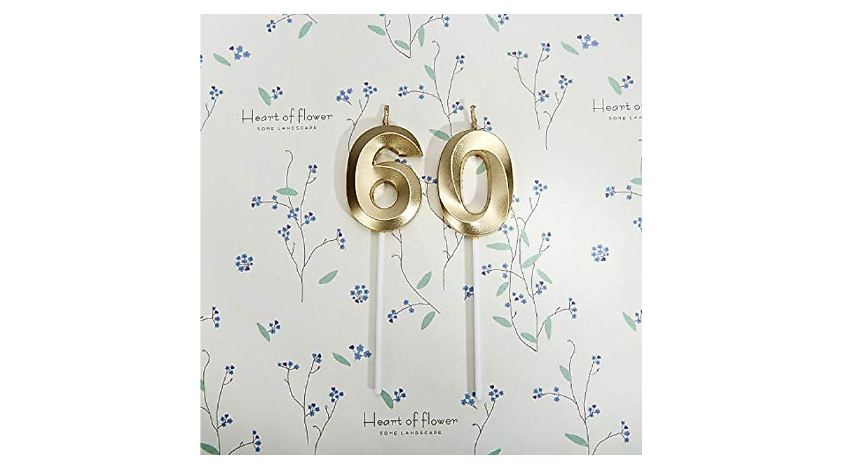 Celebrate 60! Gold Number 60 Birthday Candles & Cake Topper