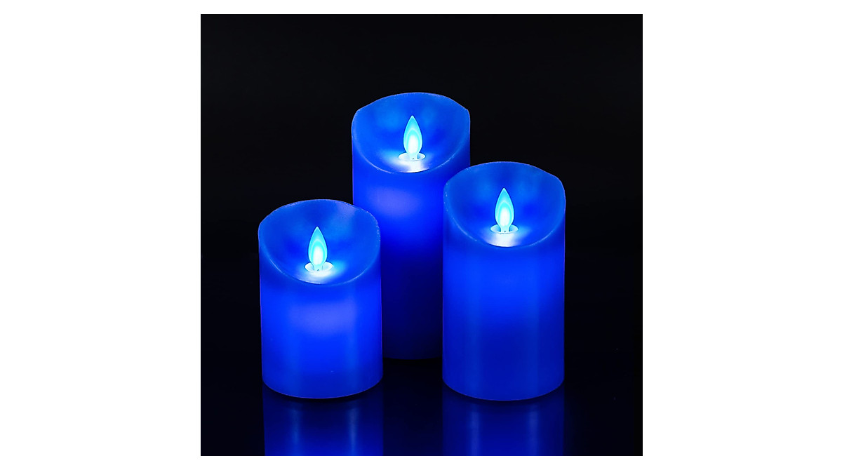 Real Blue Flame LED Candles - Battery Operated & Dimmable