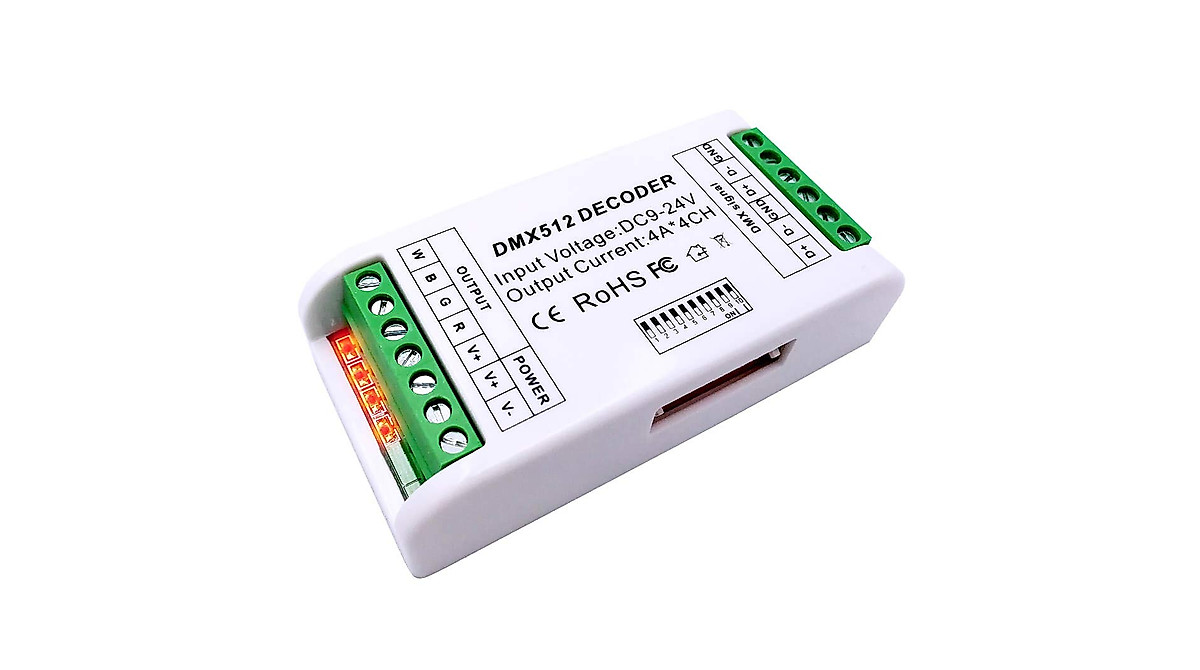 GIDERWEL Mini 4-Channel DMX Decoder for LED Strips and Lights