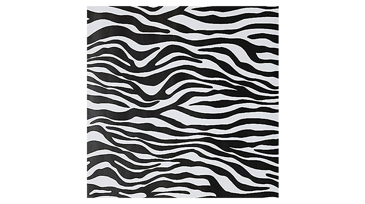 Zebra Print Gift Wrap - 50 Sq Ft Black & White Safari Stripes