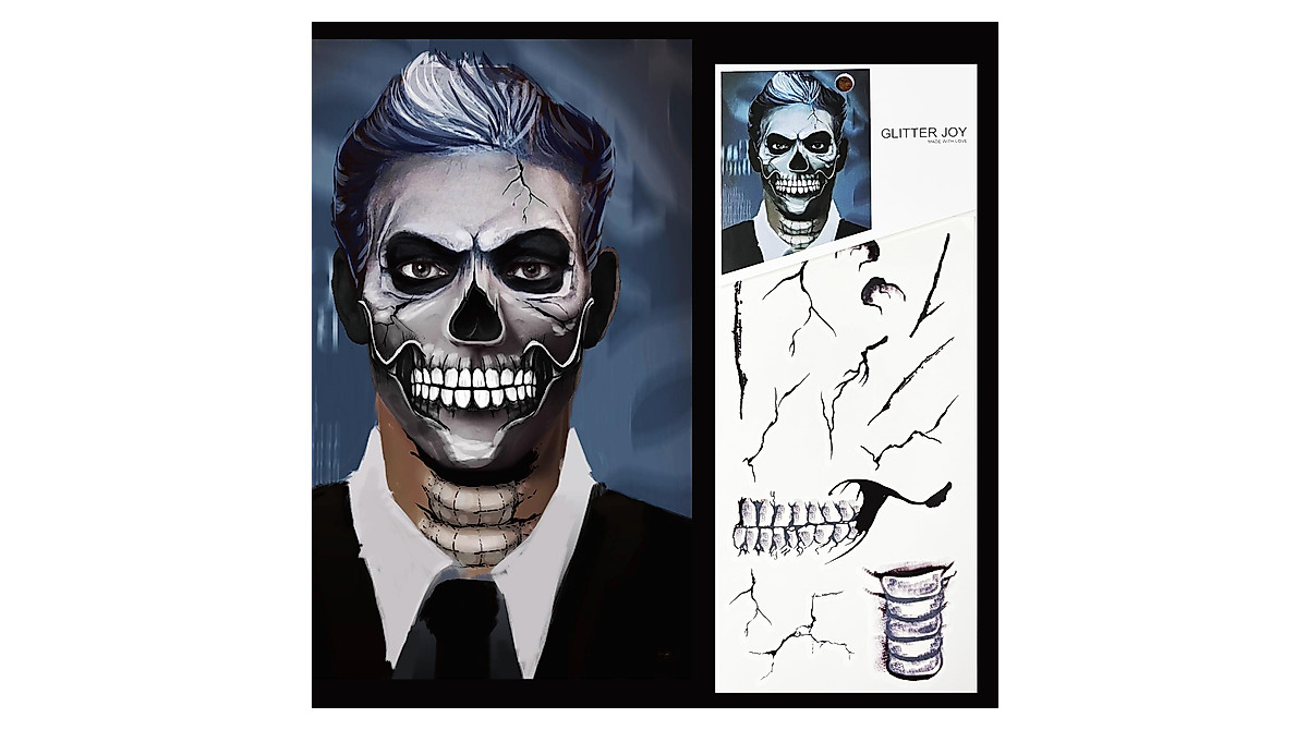 Fake Zombie Face Tattoos for Halloween Fun