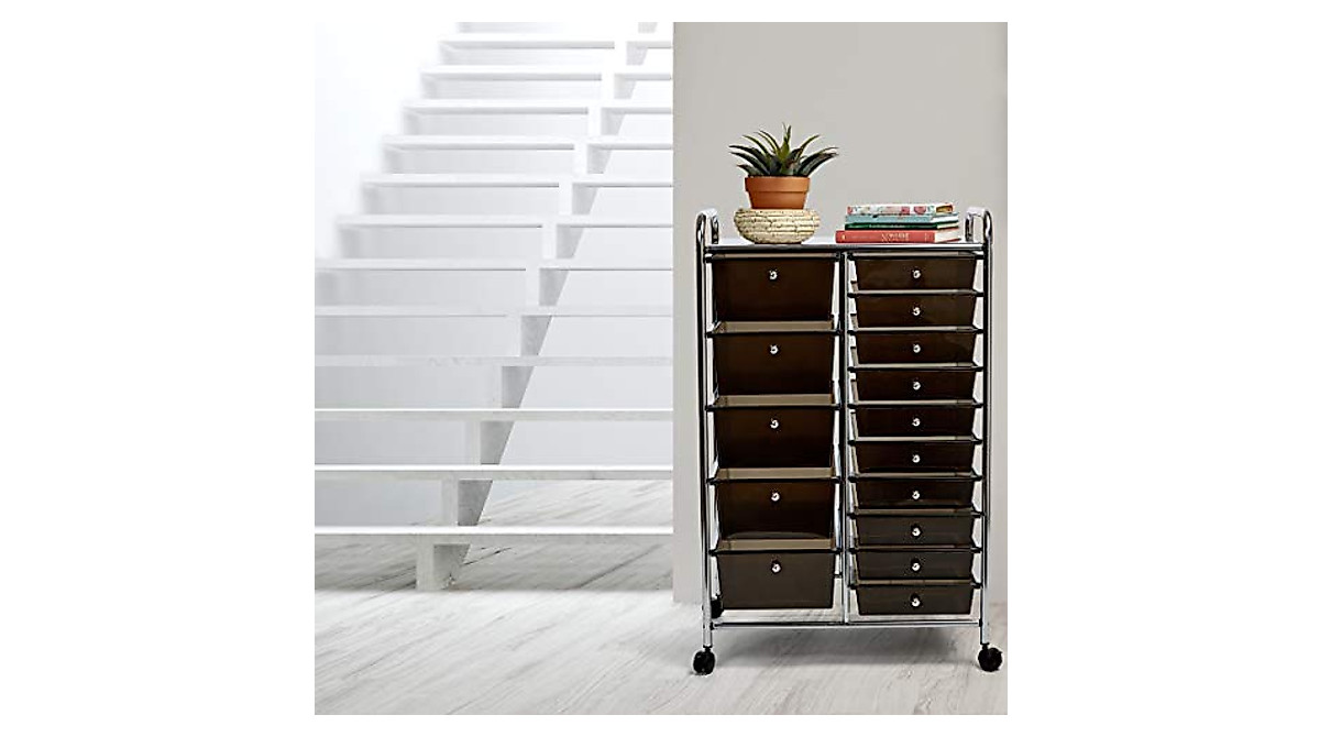 Seville Classics 15-Drawer Mobile Organizer Cart