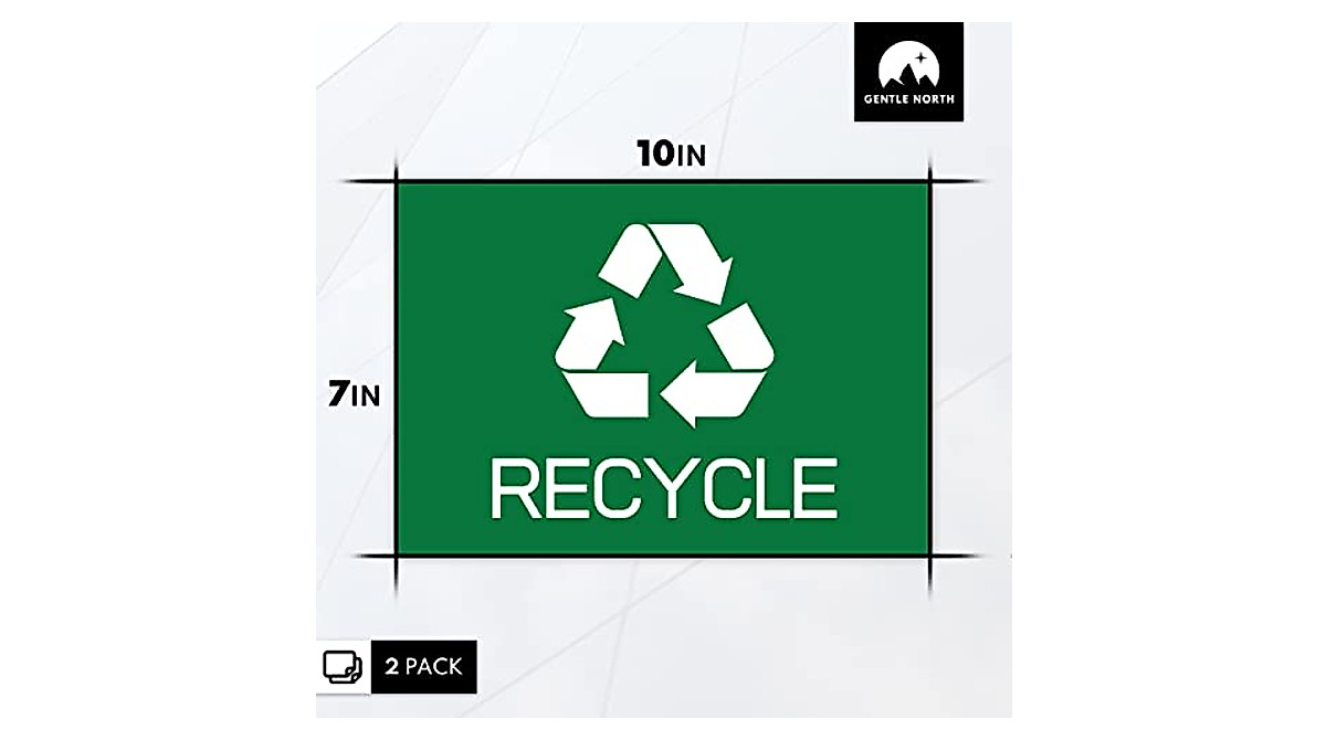 Recycle Stickers for Trash Can - Waterproof UV Resistant 2 Pack
