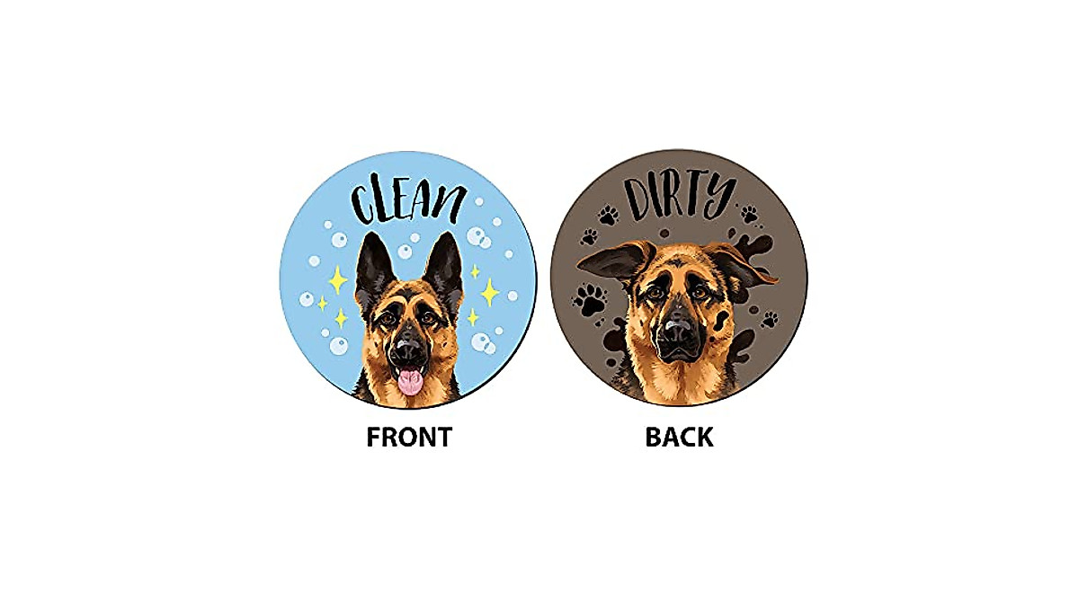 WIRESTER Dishwasher Clean Dirty Flip Sign - German Shepherd