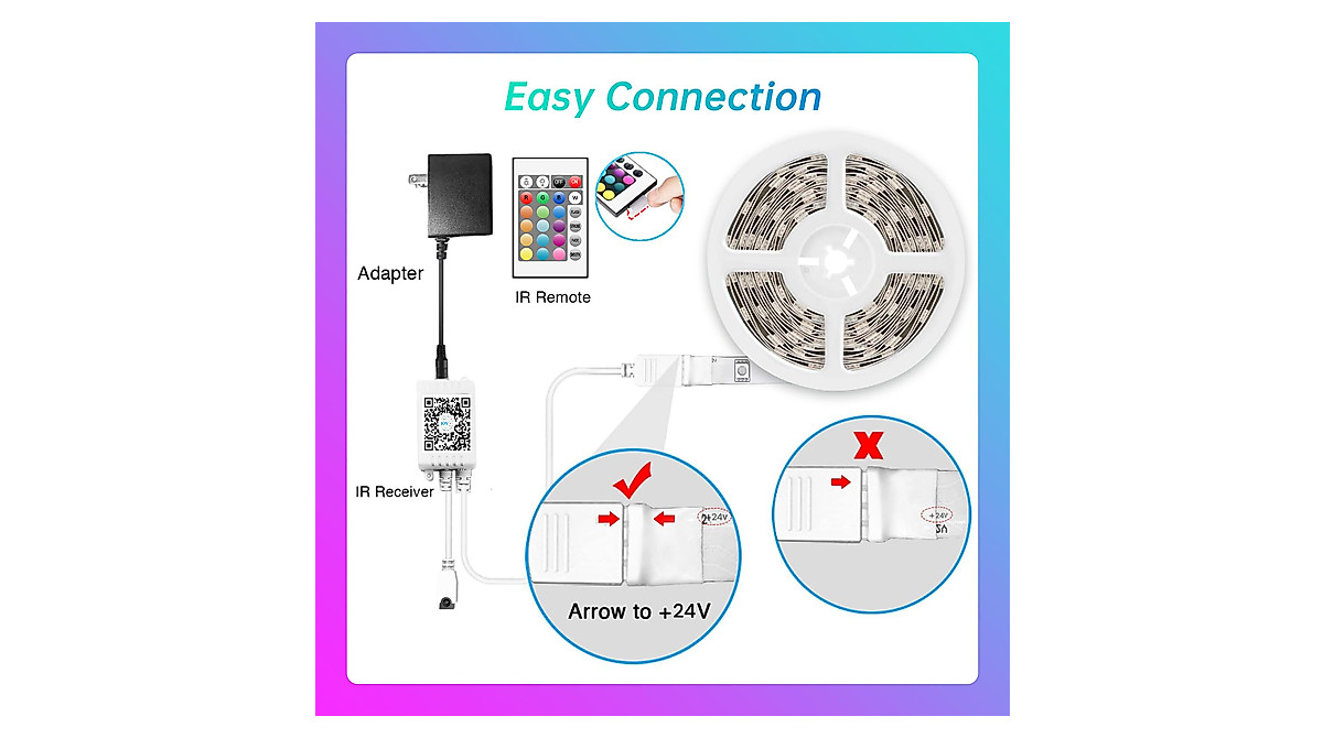 TJOY 50ft Bluetooth RGB LED Strip Lights with Music Sync & App Control