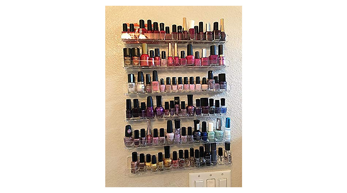 NIUBEE Acrylic Nail Polish Rack - 6 Tier Wall Mounted Shelf