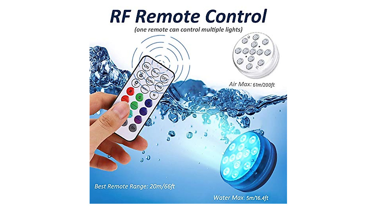TUDELLO RF Submersible LED Pool Lights - IP68, Magnet, Suction