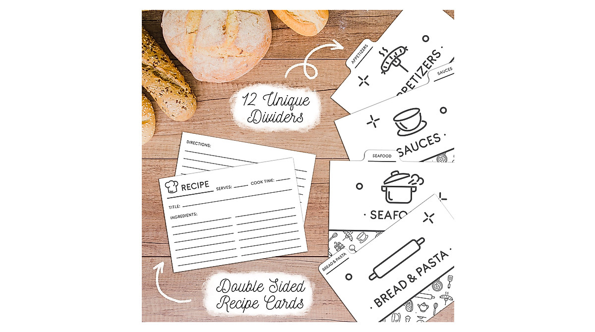 Stylish Kitchen Recipe Box with Cards & Dividers - Perfect Gift