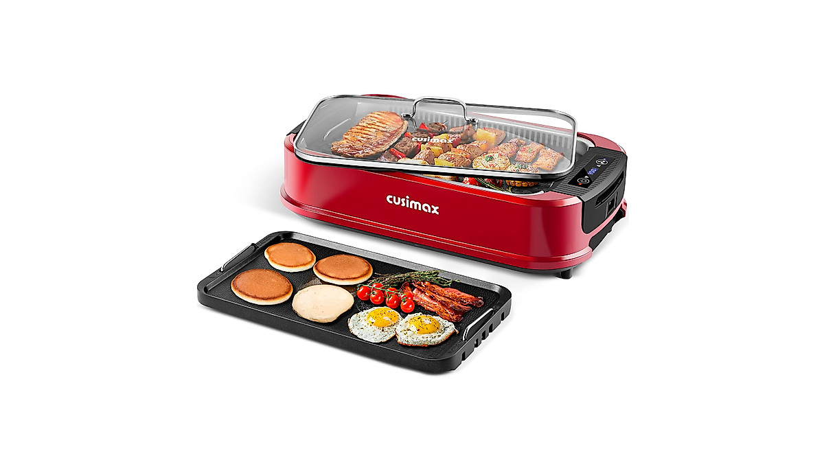 CUSIMAX Smokeless Indoor Grill with Smart Display & Non-Stick Plate