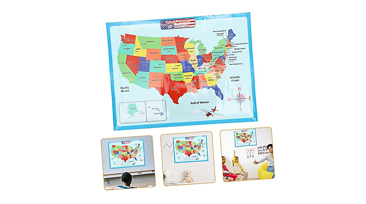 Interactive US Map Poster for Classroom Learning