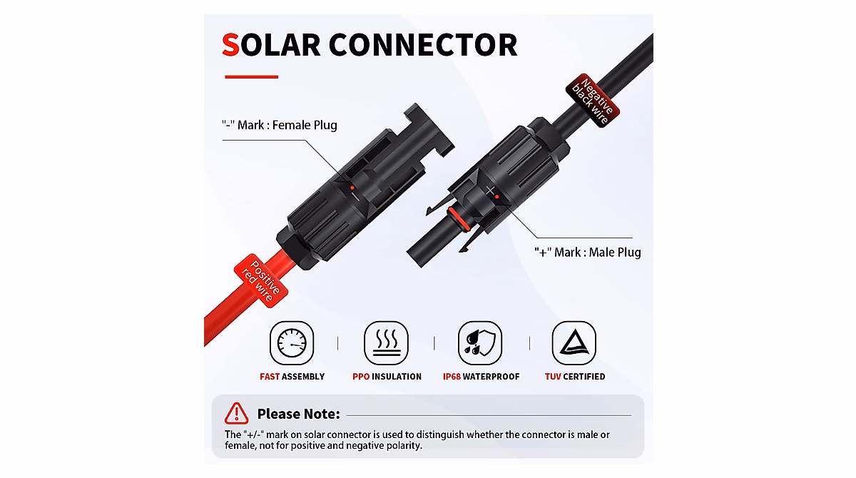 ELECTOP 10AWG Solar Panel Connector Cable | Reliable Solar Power Connection