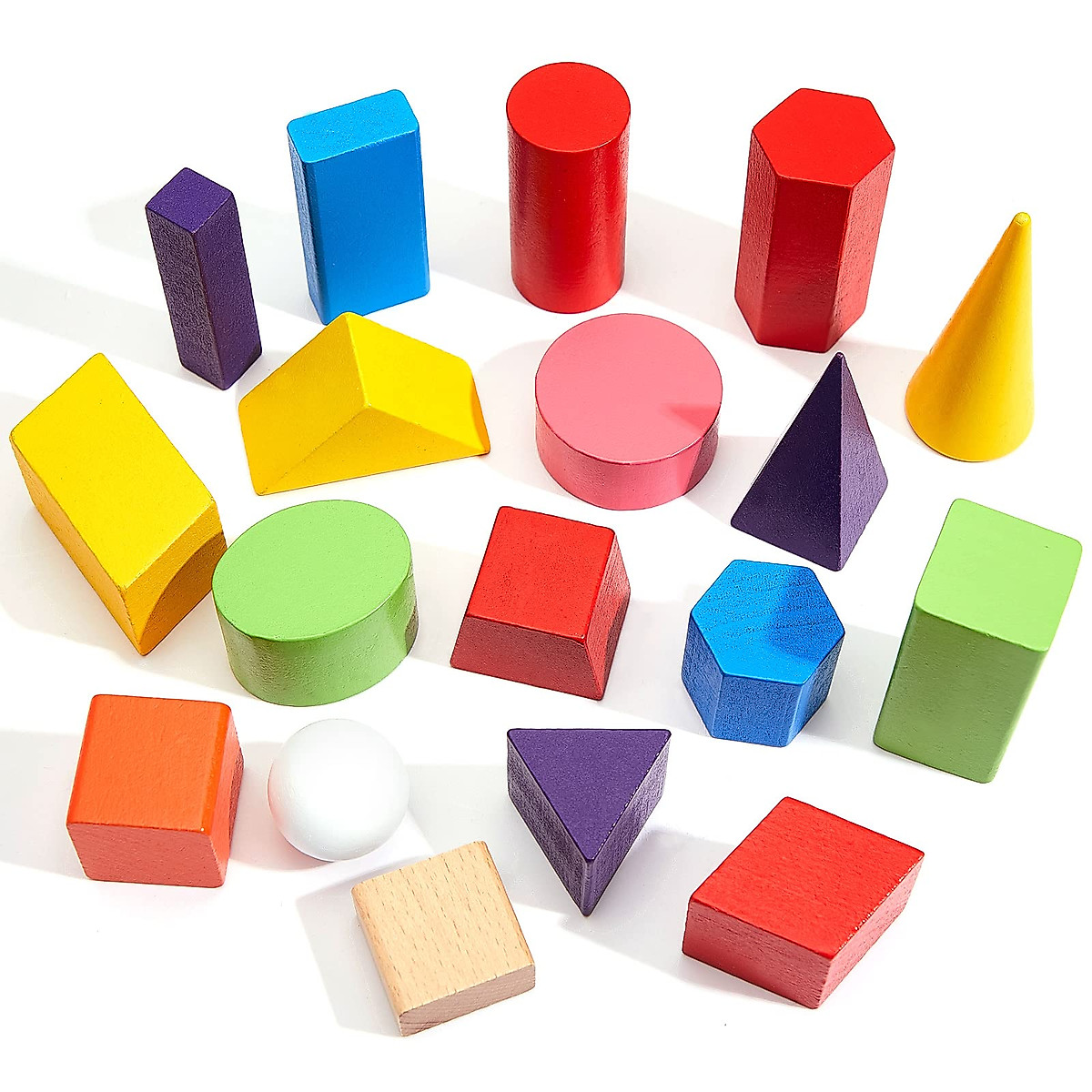 18 pcs Wooden Geometric Shapes Set for Learning and Play