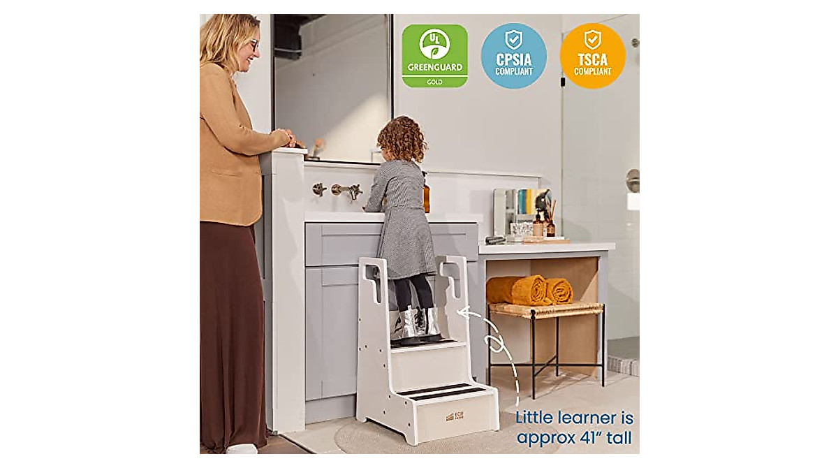 ECR4Kids Reach-Up Step Stool with Handles for Kids Safety & Independence