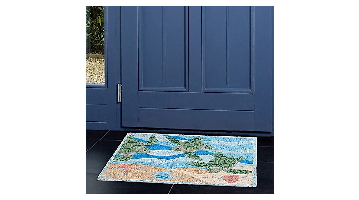 Jellybean Sea Turtle Indoor Outdoor Rug - Beach & Coastal Style