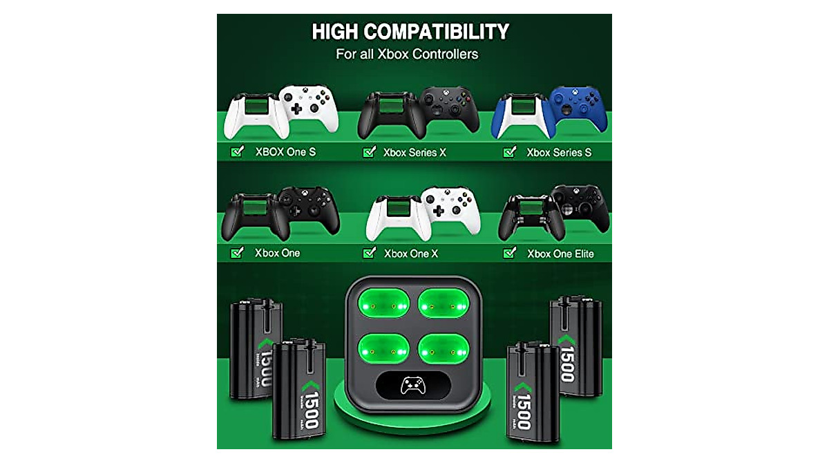 Rechargeable Xbox Controller Battery Pack - 4 Pack & Charger