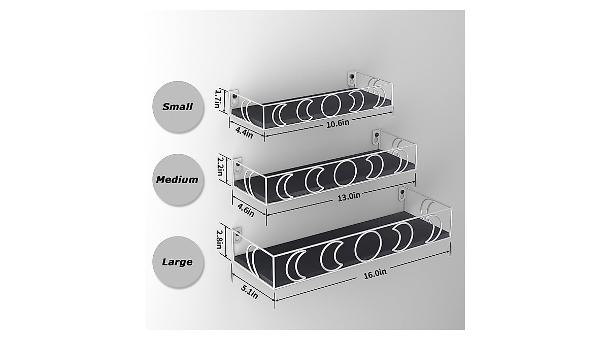 PHAREGE Moon Phase Floating Shelves - Stylish Storage Set