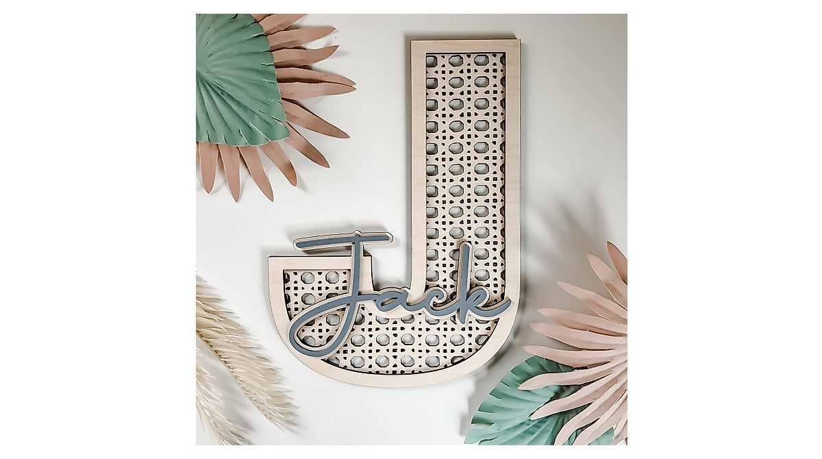 Personalized Boho Wooden Name & Initial Sign for Nursery & Kids' Rooms
