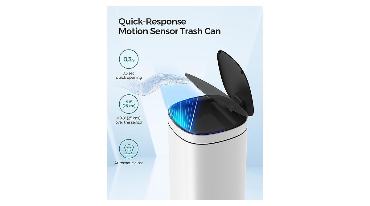 SONGMICS 13 Gallon Motion Sensor Trash Can - Touchless Design