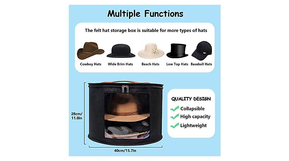 Foldable Hat Storage Box for Travel & Home Organization