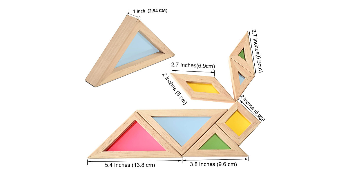 BOHS Translucent Tangram Toys for Kids - 1 Inch Thick