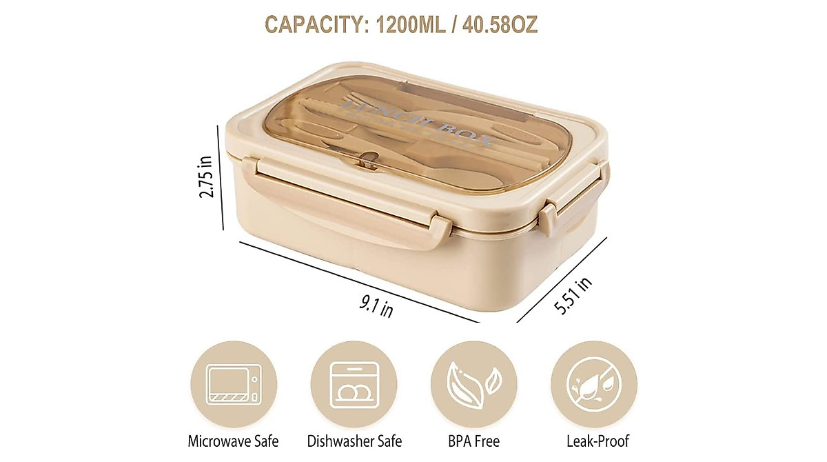 WILDAURORA Bento Box - 1200 ML Leak-Proof Lunch Container