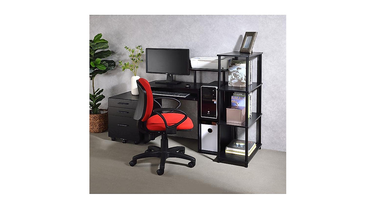 Acme Wooden Computer Desk with Keyboard Tray in Black