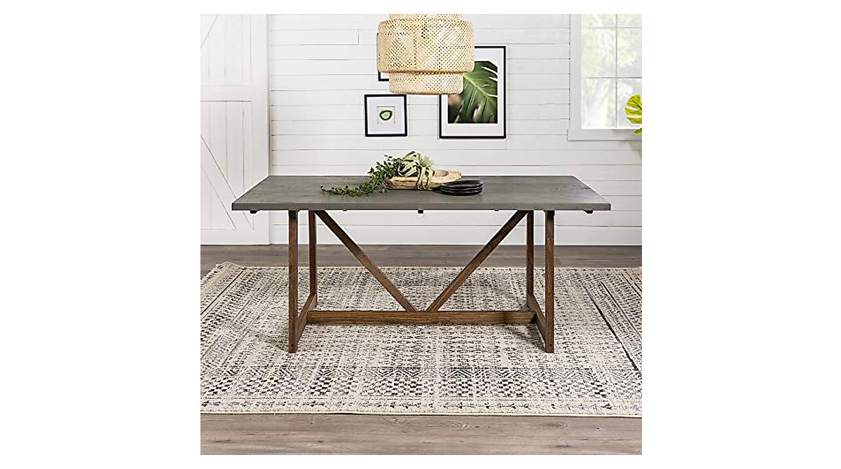 Walker Edison Farmhouse Dining Table - 72 Inch Solid Wood, Modern Style