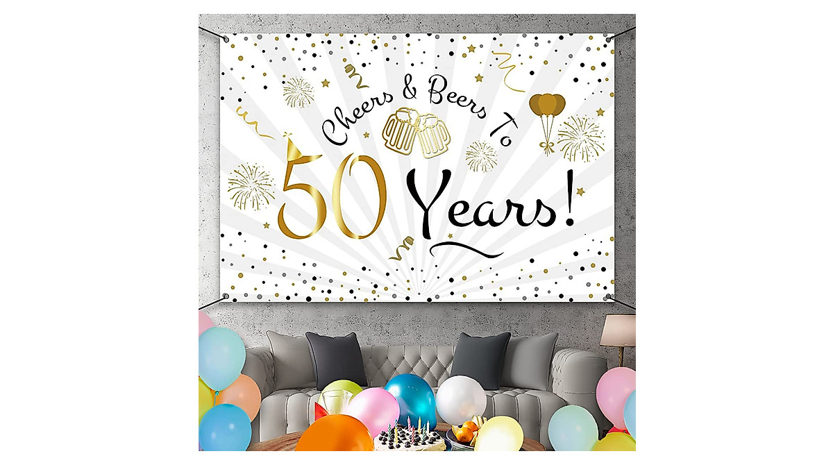 50th Birthday Banner - Cheers & Beers to 50 Years